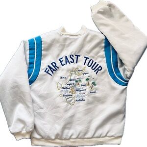 Far East Tour White Sweatshirt with Blue Accents